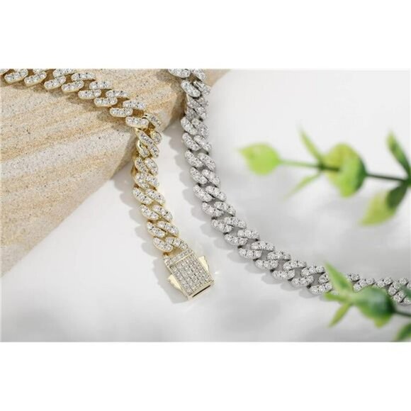 TOPGRILLZ Gold Cuban Link Anklet Iced Out CZ Ankle Bracelet for Women - Picture 3 of 7